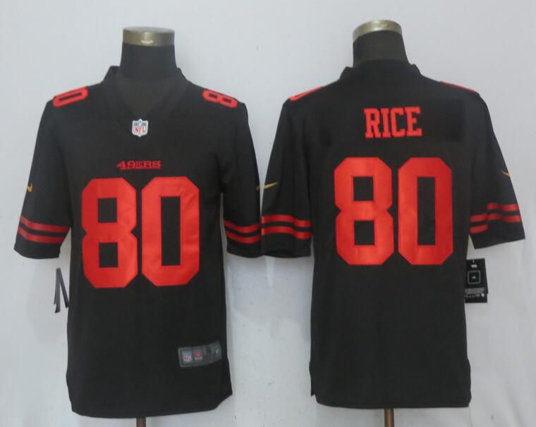 Men San Francisco 49ers #80 Rice Black  Vapor Untouchable Limited Player Nike NFL Jerseys->->NFL Jersey